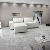 Colțar extensibil dumonde cu ladă de depozitare si sezut confortabil din spuma HR, Dream Euphoria Alb 290x185 cm