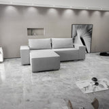 Colțar extensibil dumonde cu ladă de depozitare si sezut confortabil din spuma HR, Dream Euphoria Gri 290x185 cm