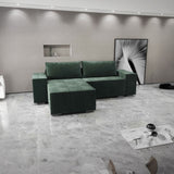 Colțar extensibil dumonde cu ladă de depozitare si sezut confortabil din spuma HR, Dream Euphoria Verde 290x185 cm