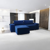 Colțar extensibil dumonde cu ladă de depozitare si sezut confortabil din spuma HR, Dream Royal Albastru 290x185 cm