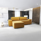 Colțar extensibil dumonde cu ladă de depozitare si sezut confortabil din spuma HR, Dream Royal Mustar 290x185 cm