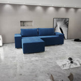 Colțar extensibil dumonde cu ladă de depozitare si sezut confortabil din spuma HR, Dream Zoom Albastru 290x185 cm