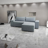 Colțar extensibil dumonde cu ladă de depozitare si sezut confortabil din spuma HR, Dream Zoom Gri Mint 290x185 cm II