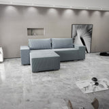 Colțar extensibil dumonde cu ladă de depozitare si sezut confortabil din spuma HR, Dream Zoom Gri Mint 290x185 cm