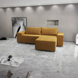 Colțar extensibil dumonde cu ladă de depozitare si sezut confortabil din spuma HR, Dream Zoom Mustar 290x185 cm II