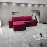 Colțar extensibil dumonde cu ladă de depozitare si sezut confortabil din spuma HR, Dream Zoom Rosu 290x185 cm