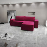 Colțar extensibil dumonde cu ladă de depozitare si sezut confortabil din spuma HR, Dream Zoom Rosu 290x185 cm II