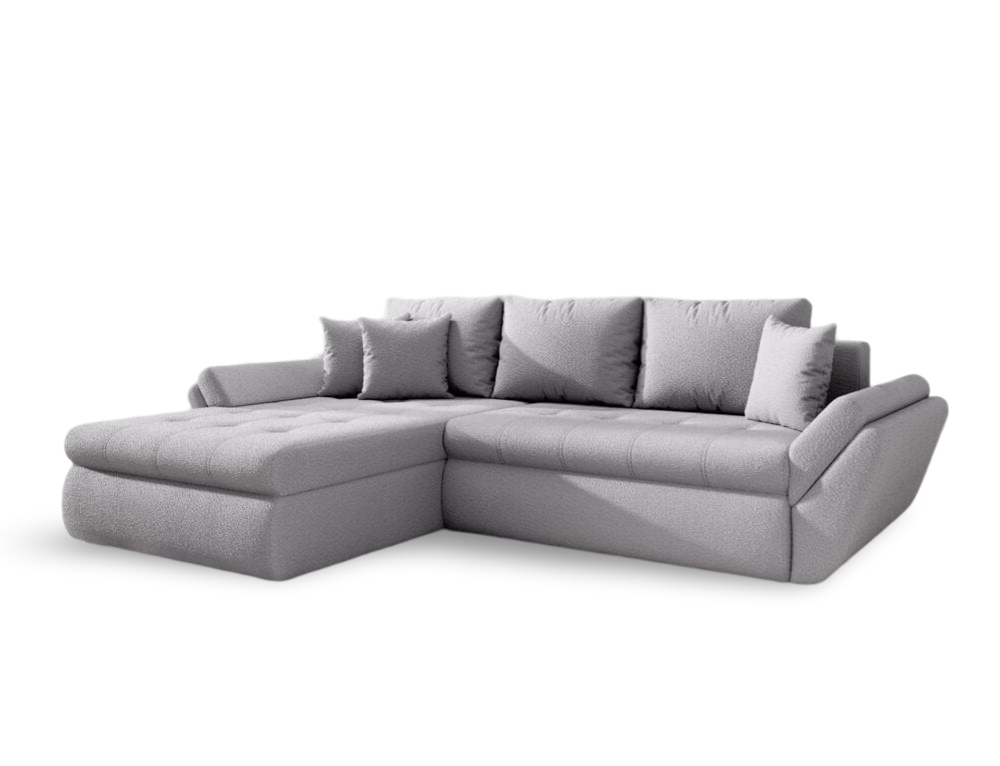 Colțar extensibil dumonde cu ladă de depozitare si sezut confortabil din spuma HR, Loana Euphoria Dove 270x185 cm Fabrica