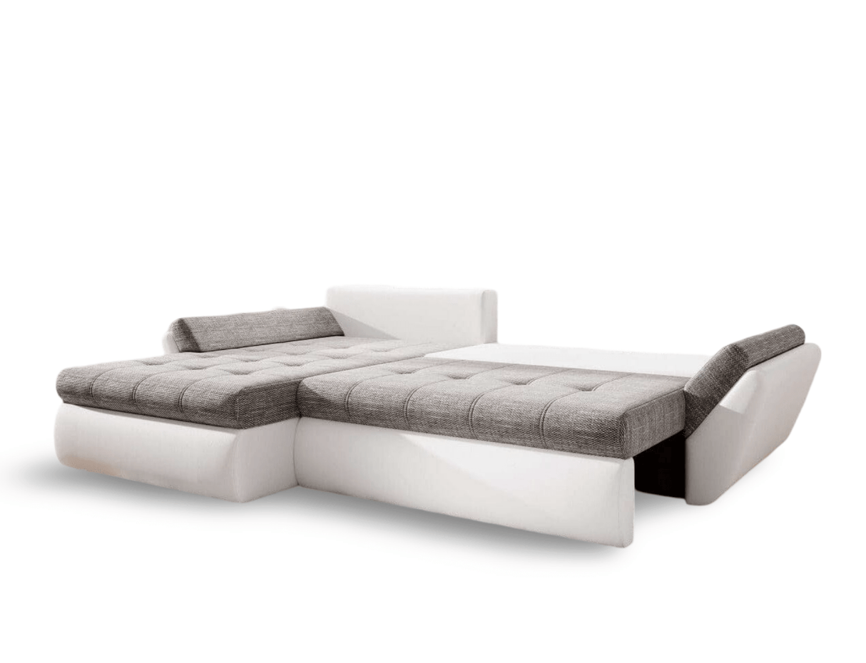 Colțar extensibil dumonde cu ladă de depozitare si sezut confortabil din spuma HR, Loana Euphoria Dove Grey 275x185 cm