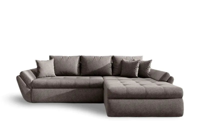 Colțar extensibil dumonde cu ladă de depozitare si sezut confortabil din spuma HR, Loana Enjoy Kaki 270x185 cm