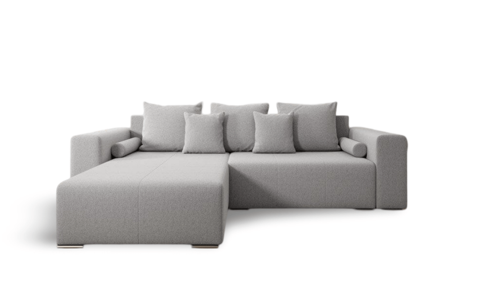 Colțar extensibil dumonde cu ladă de depozitare si sezut confortabil din spuma HR, Marbela Grey 275x185 cm