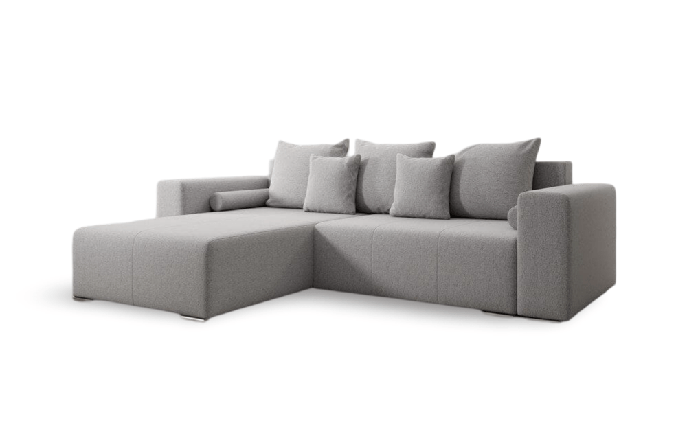 Colțar extensibil dumonde cu ladă de depozitare si sezut confortabil din spuma HR, Marbela Grey 275x185 cm