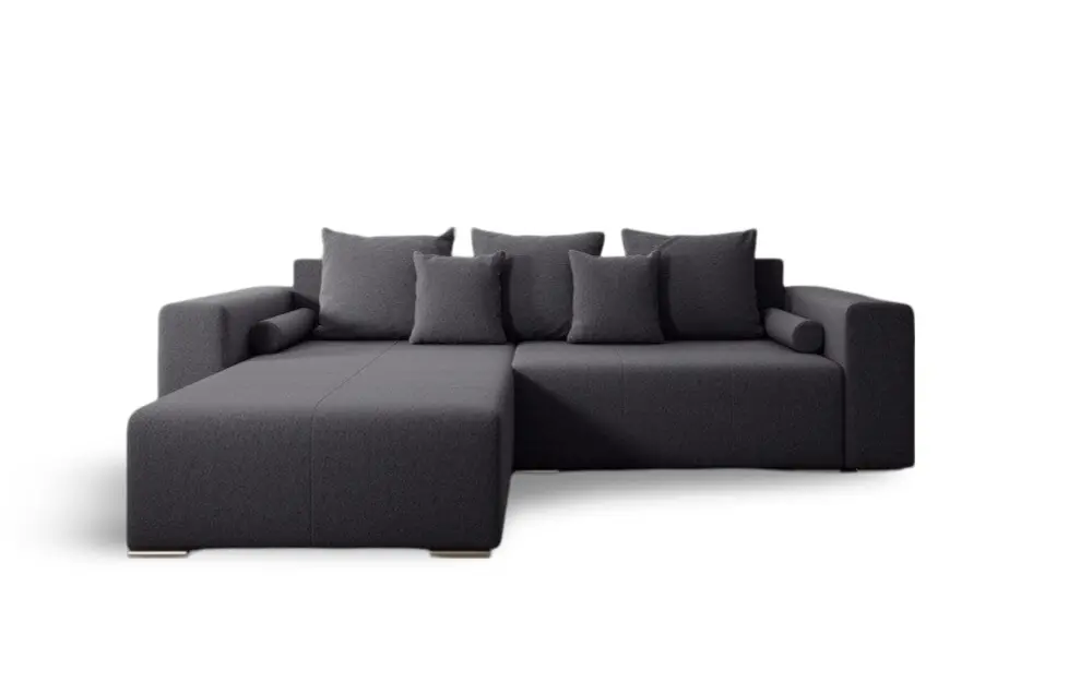 Colțar extensibil dumonde cu ladă de depozitare si sezut confortabil din spuma HR, Marbela Grafit 275x185 cm Fabrica