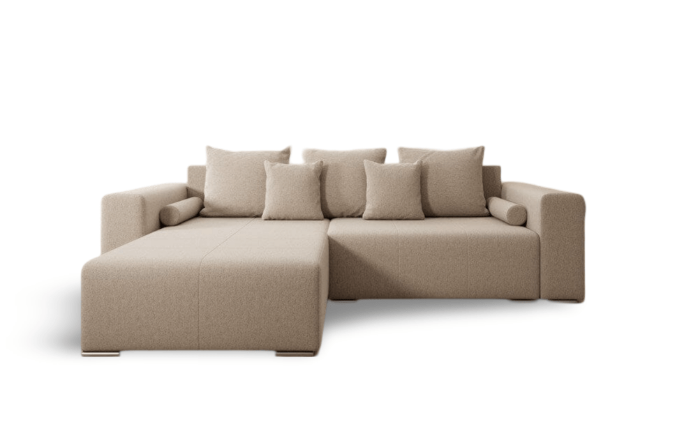 Colțar extensibil dumonde cu ladă de depozitare si sezut confortabil din spuma HR, Marbela Beige 275x185 cm