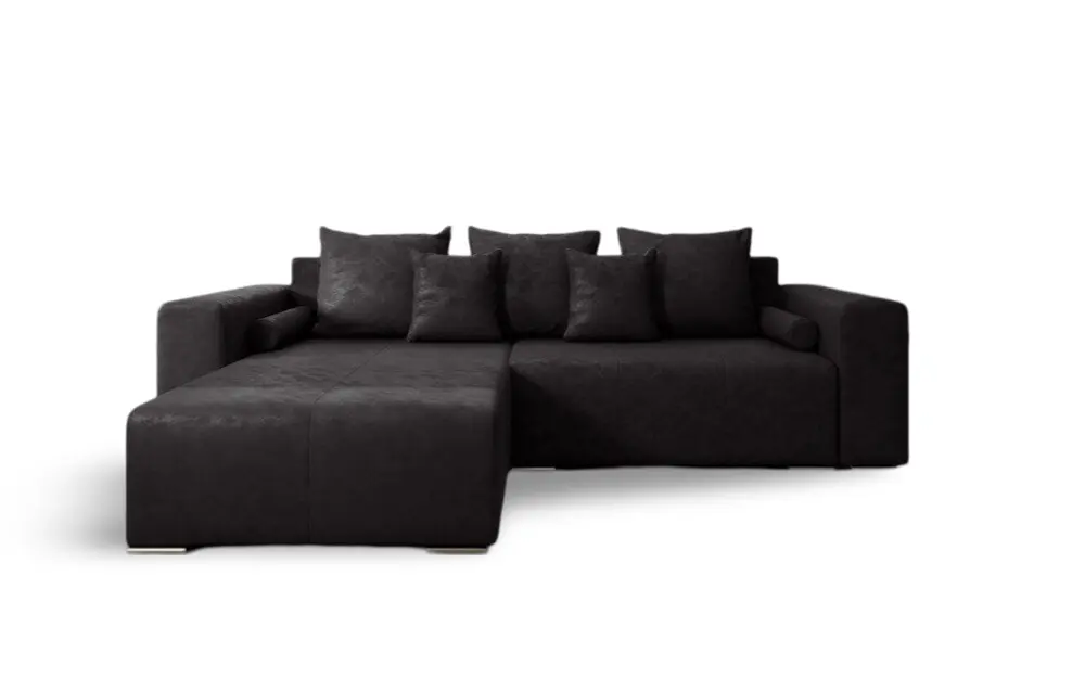 Colțar extensibil dumonde cu ladă de depozitare si sezut confortabil din spuma HR, Marbela Antracit 275x185 cm Fabrica