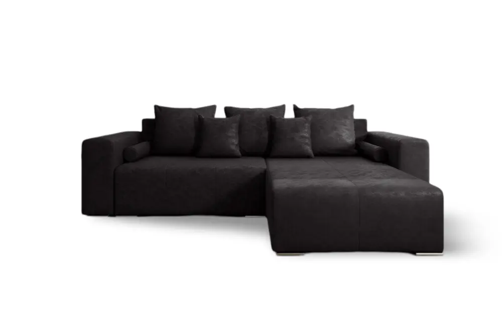 Colțar extensibil dumonde cu ladă de depozitare si sezut confortabil din spuma HR, Marbela Antracit II 275x185 cm Fabrica