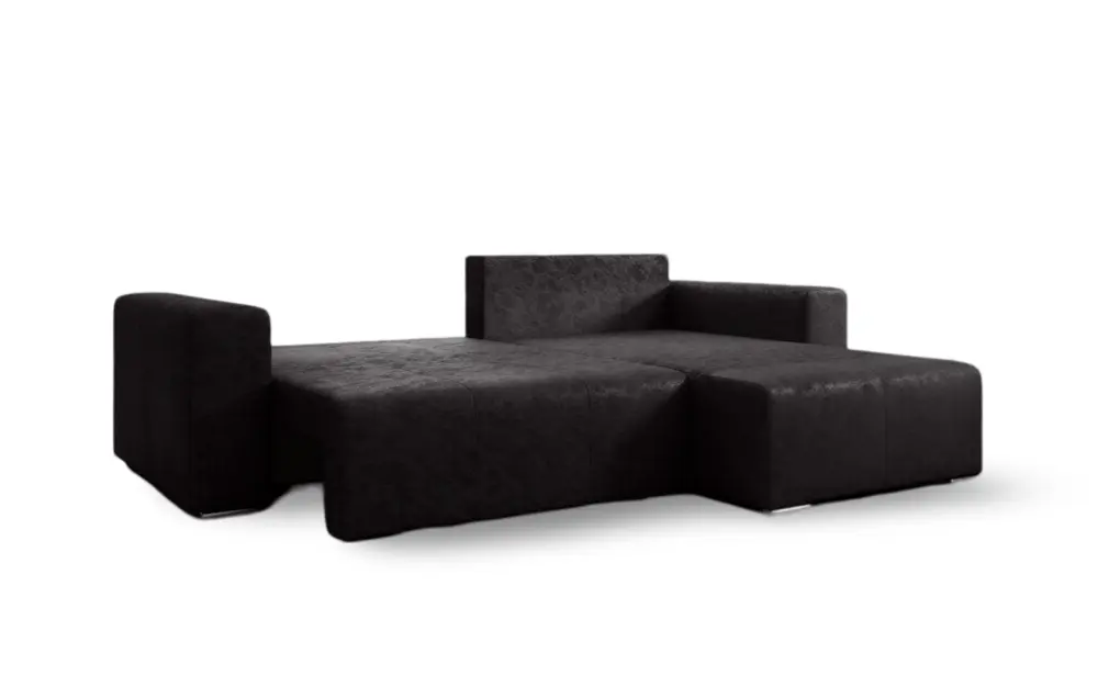 Colțar extensibil dumonde cu ladă de depozitare si sezut confortabil din spuma HR, Marbela Antracit II 275x185 cm Fabrica