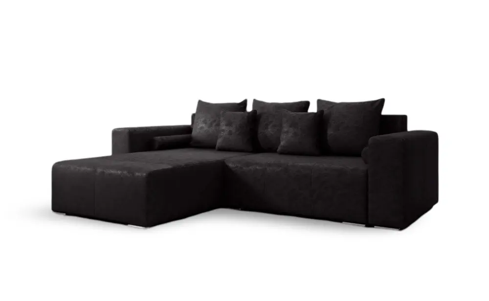 Colțar extensibil dumonde cu ladă de depozitare si sezut confortabil din spuma HR, Marbela Antracit 275x185 cm Fabrica