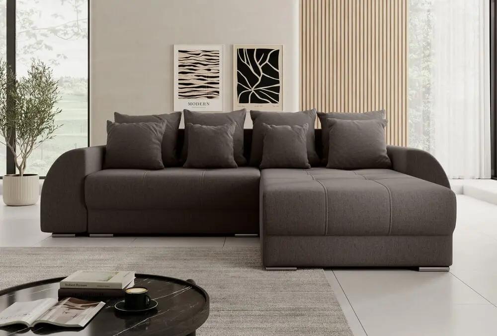 Colțar extensibil cu ladă de depozitare si sezut confortabil din spuma HR, Verona Kaki II 280x185 cm