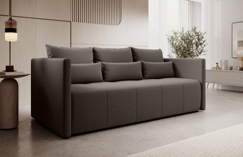 Canapea extensibilă cu ladă de depozitare si sezut confortabil din spuma HR, Malta Kaki 210x100 cm