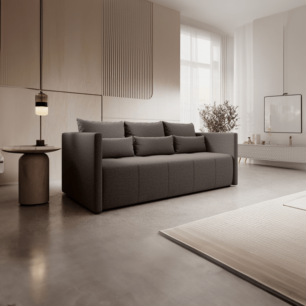 Canapea extensibilă dumonde cu ladă de depozitare si sezut confortabil din spuma HR, Malta Kaki 210x100 cm Fabrica