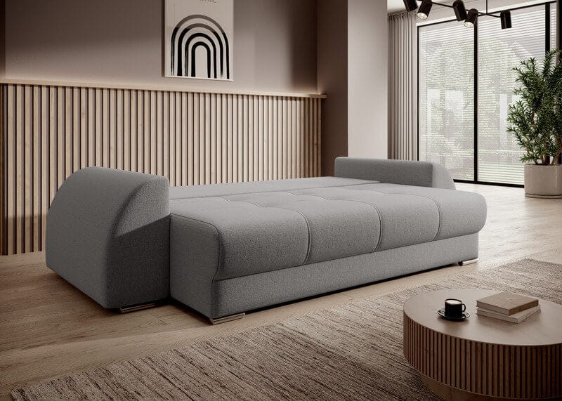 Canapea extensibilă cu ladă de depozitare si sezut confortabil din spuma HR, Verona New Grey 260x100 cm