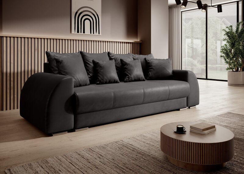 Canapea extensibilă cu ladă de depozitare si sezut confortabil din spuma HR, Verona Antracit 260x100 cm
