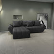 Colțar extensibil dumonde cu ladă de depozitare si sezut confortabil din spuma HR, Berlin Enjoy Gri Grafit 280x185 cm Fabrica