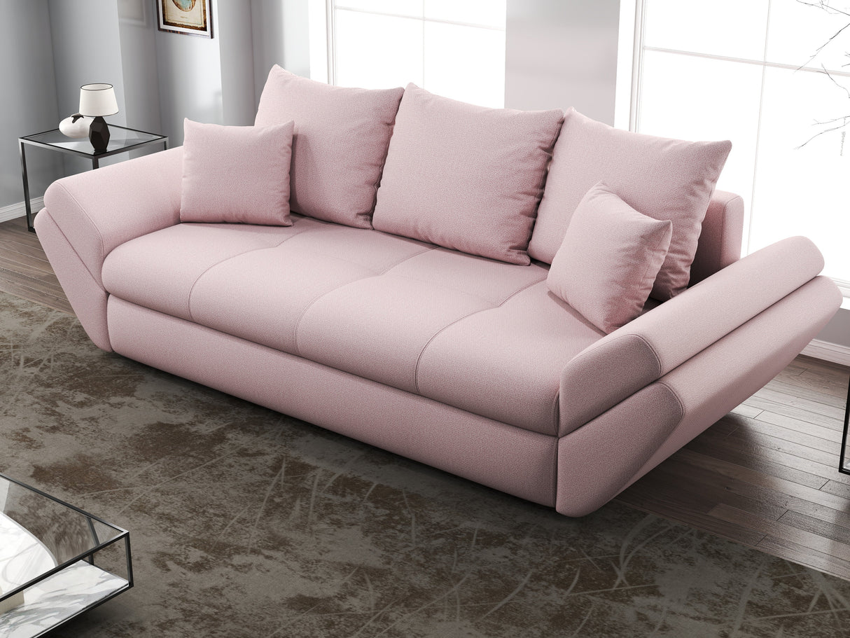 Canapea extensibilă dumonde cu ladă de depozitare si sezut confortabil din spuma HR, Loana Pink 250x100 cm Fabrica