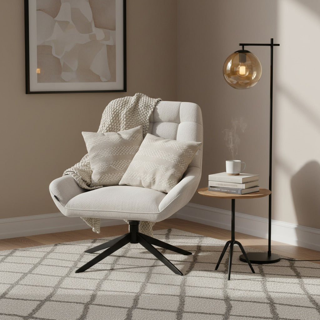 Fotoliu dumonde tapitat Gri modern Enzo 76x70cm