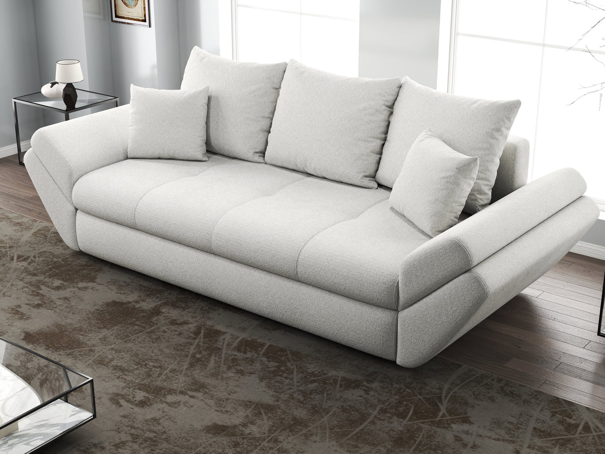Canapea extensibilă dumonde cu ladă de depozitare si sezut confortabil din spuma HR, Loana Zoom Euphoria White 250x100 cm Fabrica