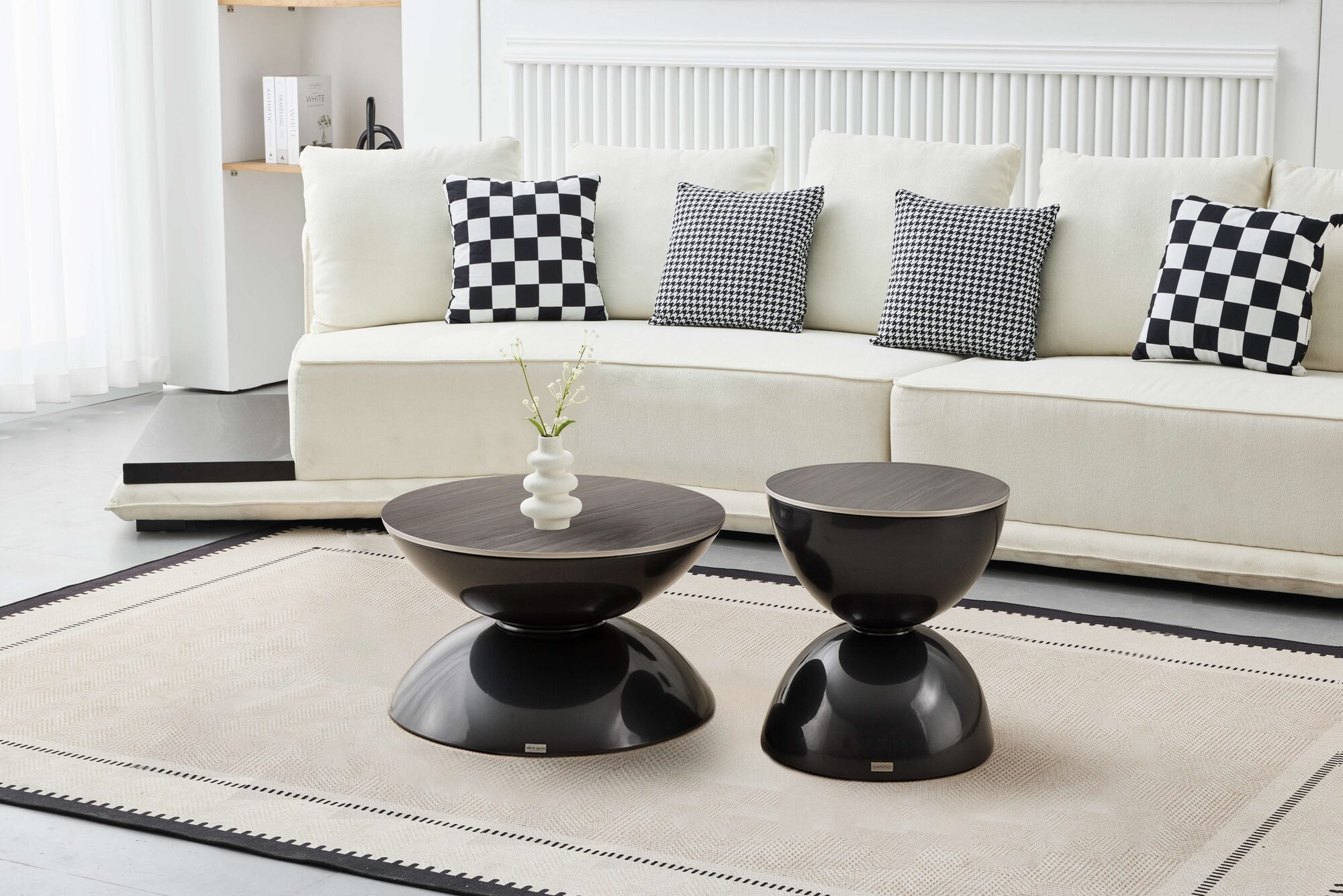 Set 2 mese dumonde cu picioare metalice si blat ceramic si blat lemn Onyx 70x70 cm