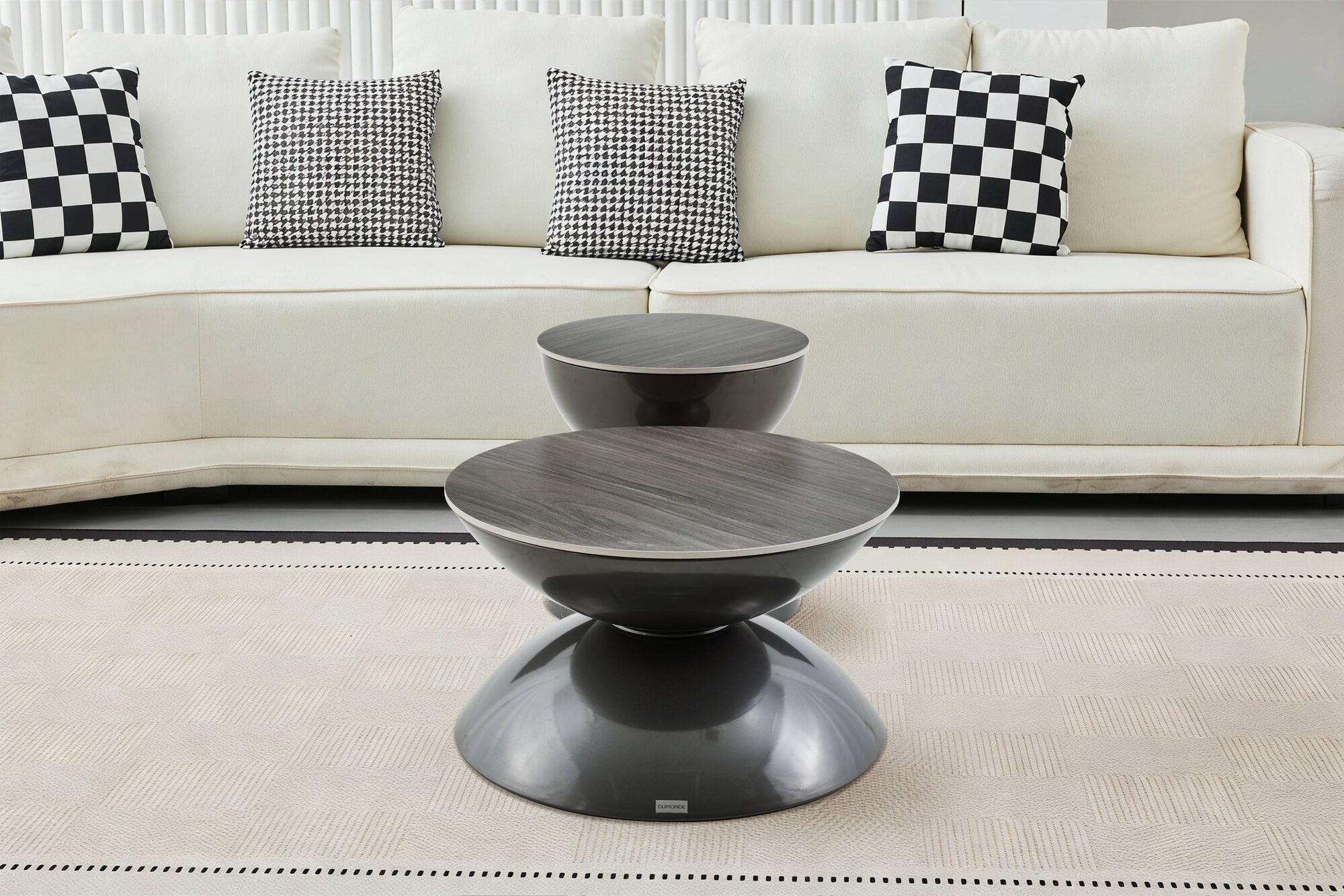 Set 2 mese dumonde cu picioare metalice si blat ceramic si blat lemn Onyx 70x70 cm