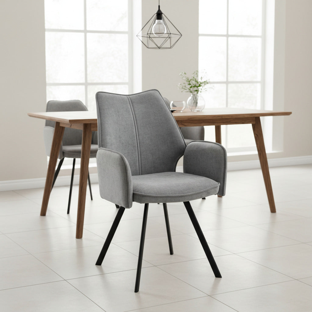 Scaun tapitat cu stofa si picioare metalice Velour