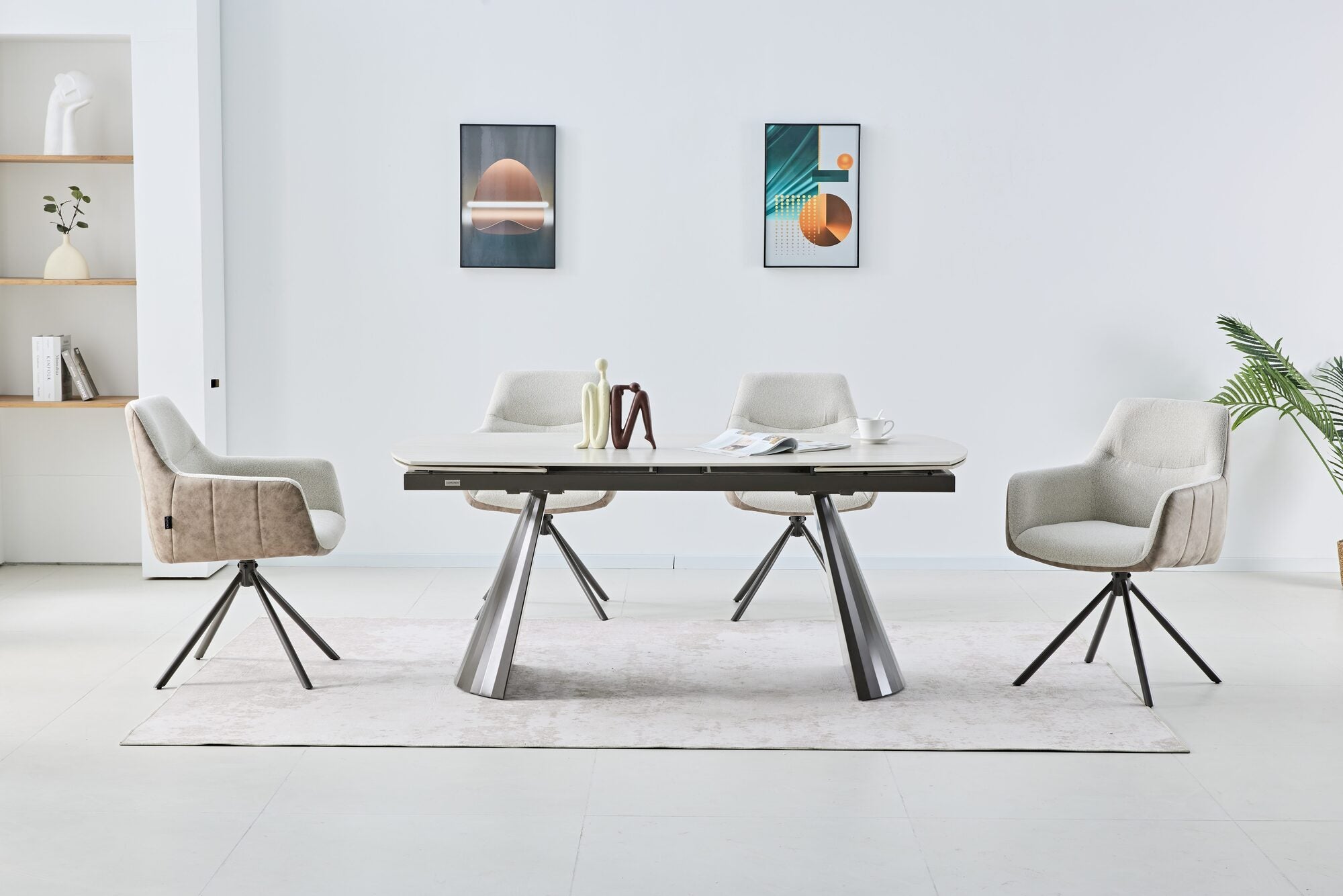 Masa extensibila dumonde cu picioare metalice si blat ceramic si  blat ceramic Oslo 180-260x90 cm