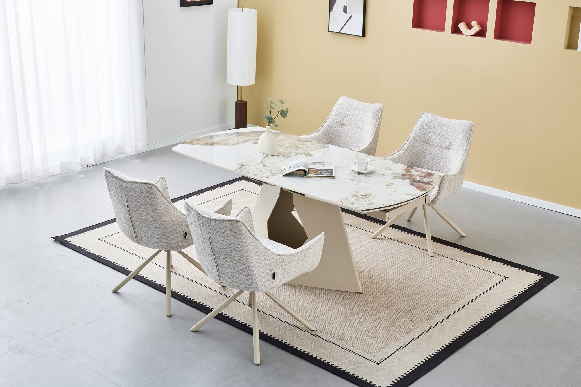 Scaun tapitat cu stofa si picioare metalice Loft 61x64 cm