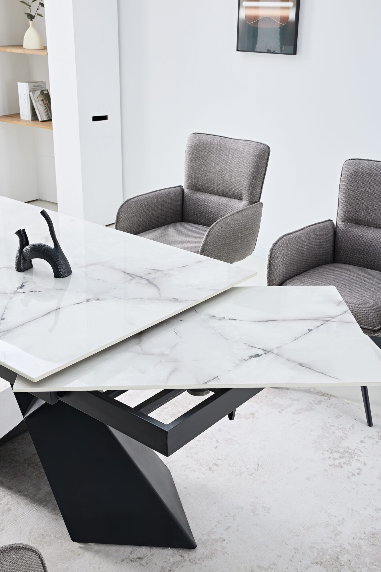 Masa extensibila dumonde picioare metalice si blat ceramic si blat ceramic Noema 160-220x90 cm