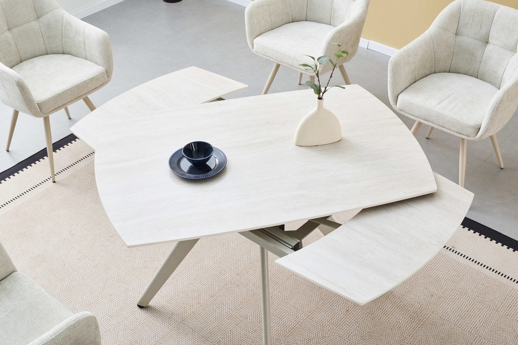 Masa extensibila dumonde cu picioare metalice si blat ceramic Umbra 120-180x80 cm