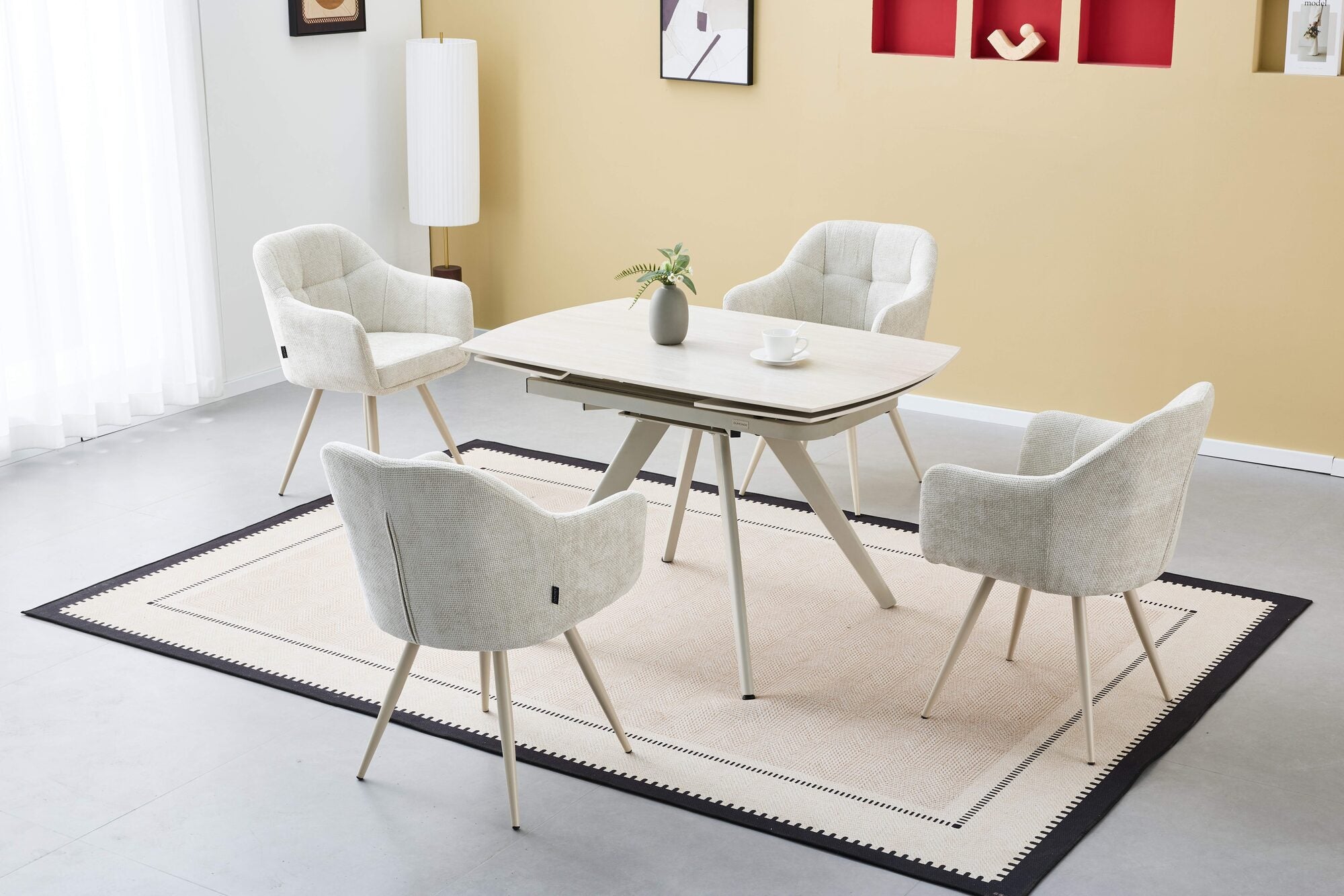 Masa extensibila dumonde cu picioare metalice si blat ceramic Umbra 120-180x80 cm