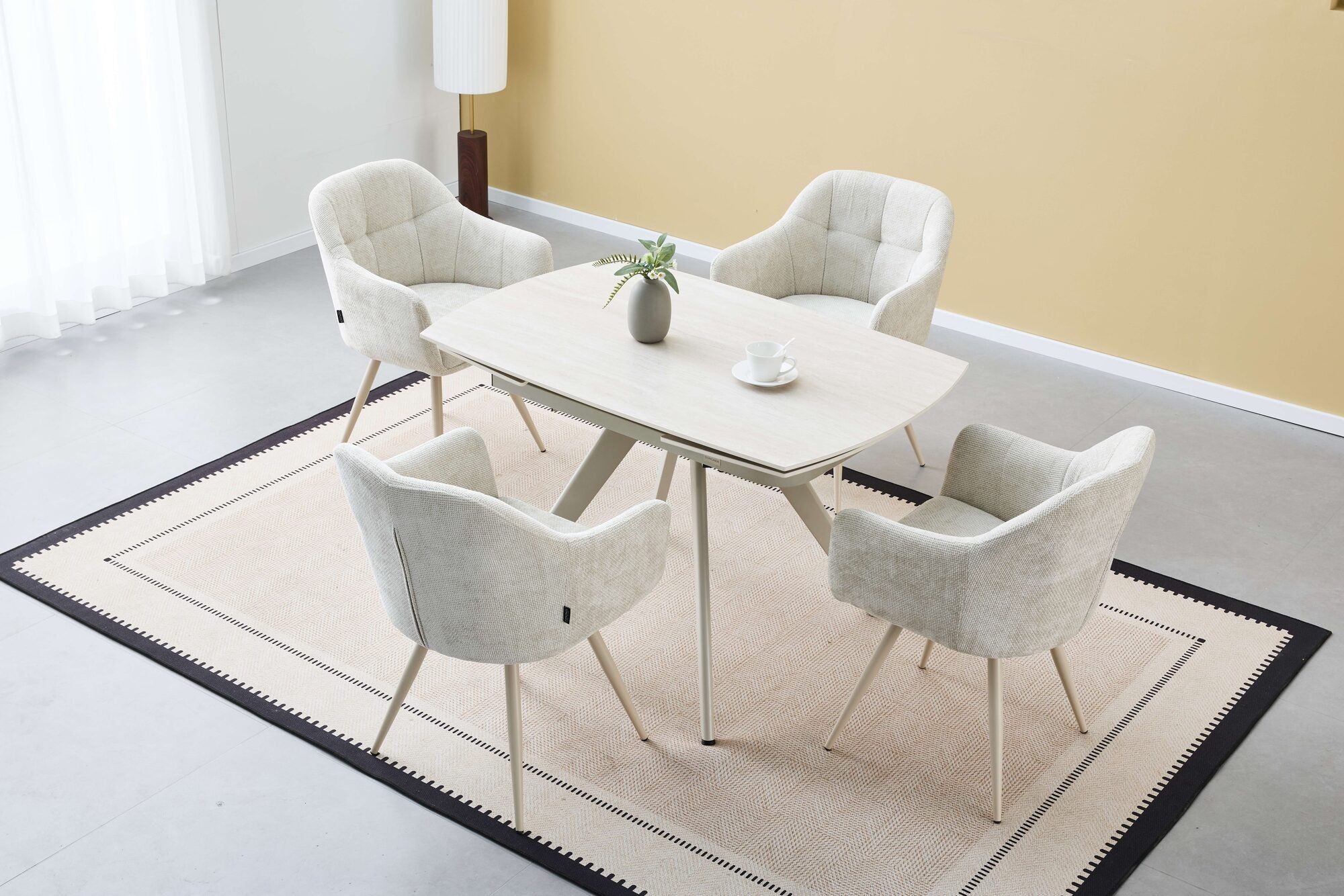 Masa extensibila dumonde cu picioare metalice si blat ceramic Umbra 120-180x80 cm