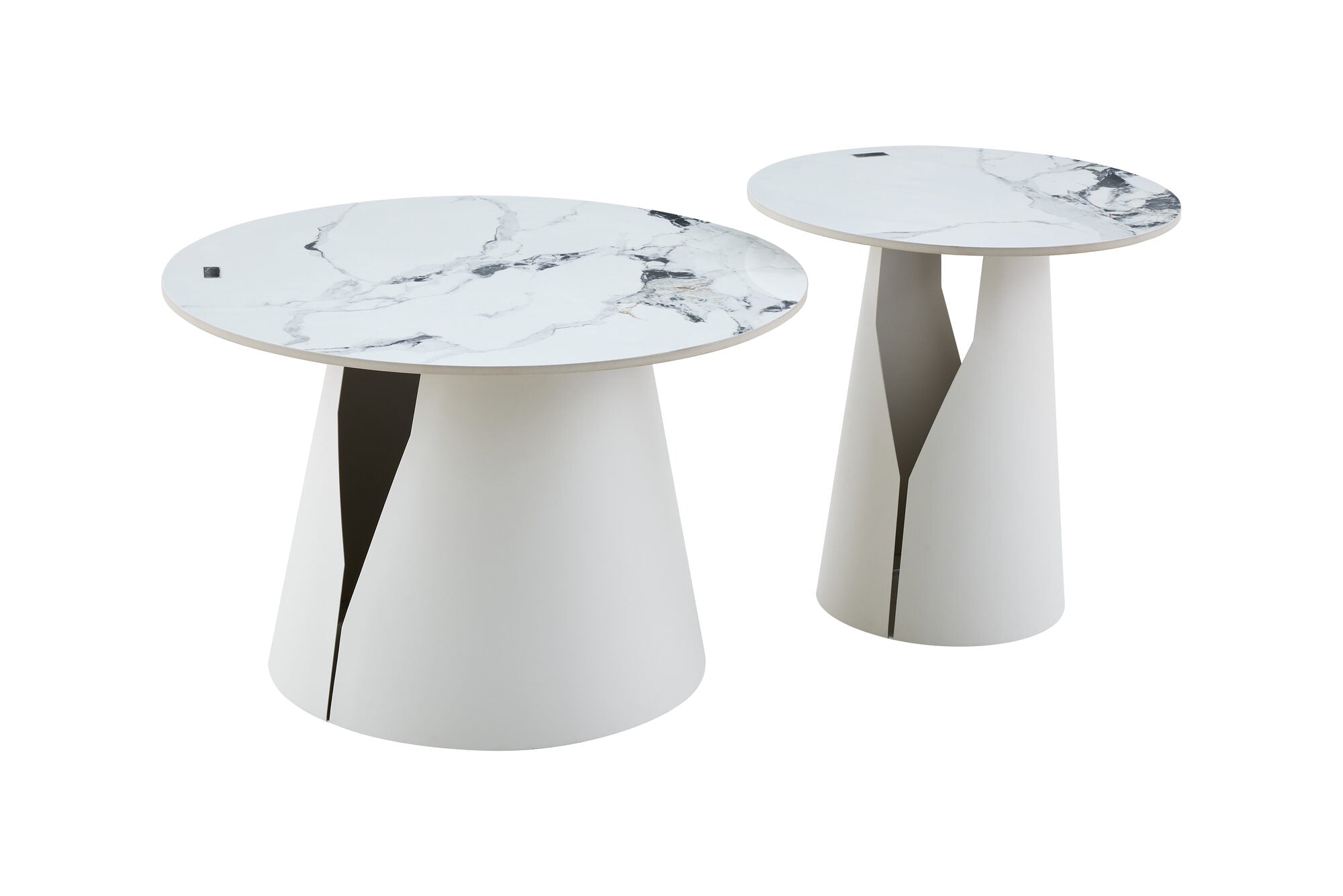 Set 2 mese dumonde cu picioare metalice si blat ceramic Marble 70x70 cm