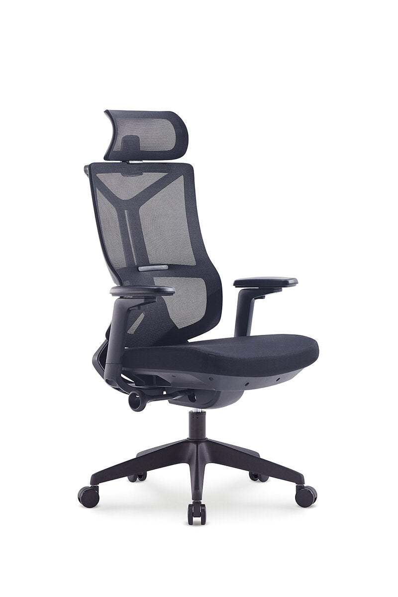 Scaun ergonomic profesional Verto dumonde cu tetiera reglabila, mecanism multifunctional inclinare/blocare, cotiere 3D ultra moi, MESH negru