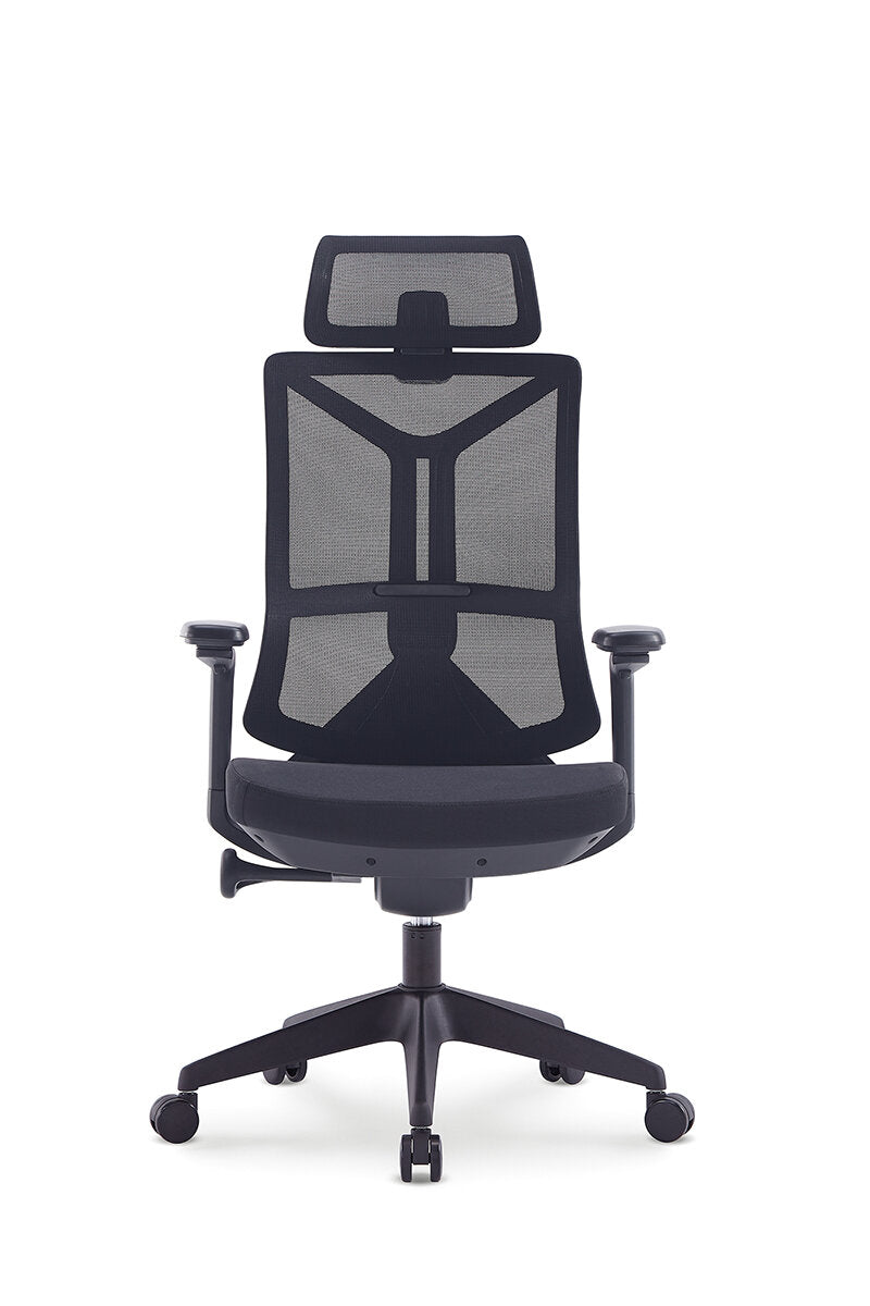 Scaun ergonomic profesional Verto dumonde cu tetiera reglabila, mecanism multifunctional inclinare/blocare, cotiere 3D ultra moi, MESH negru