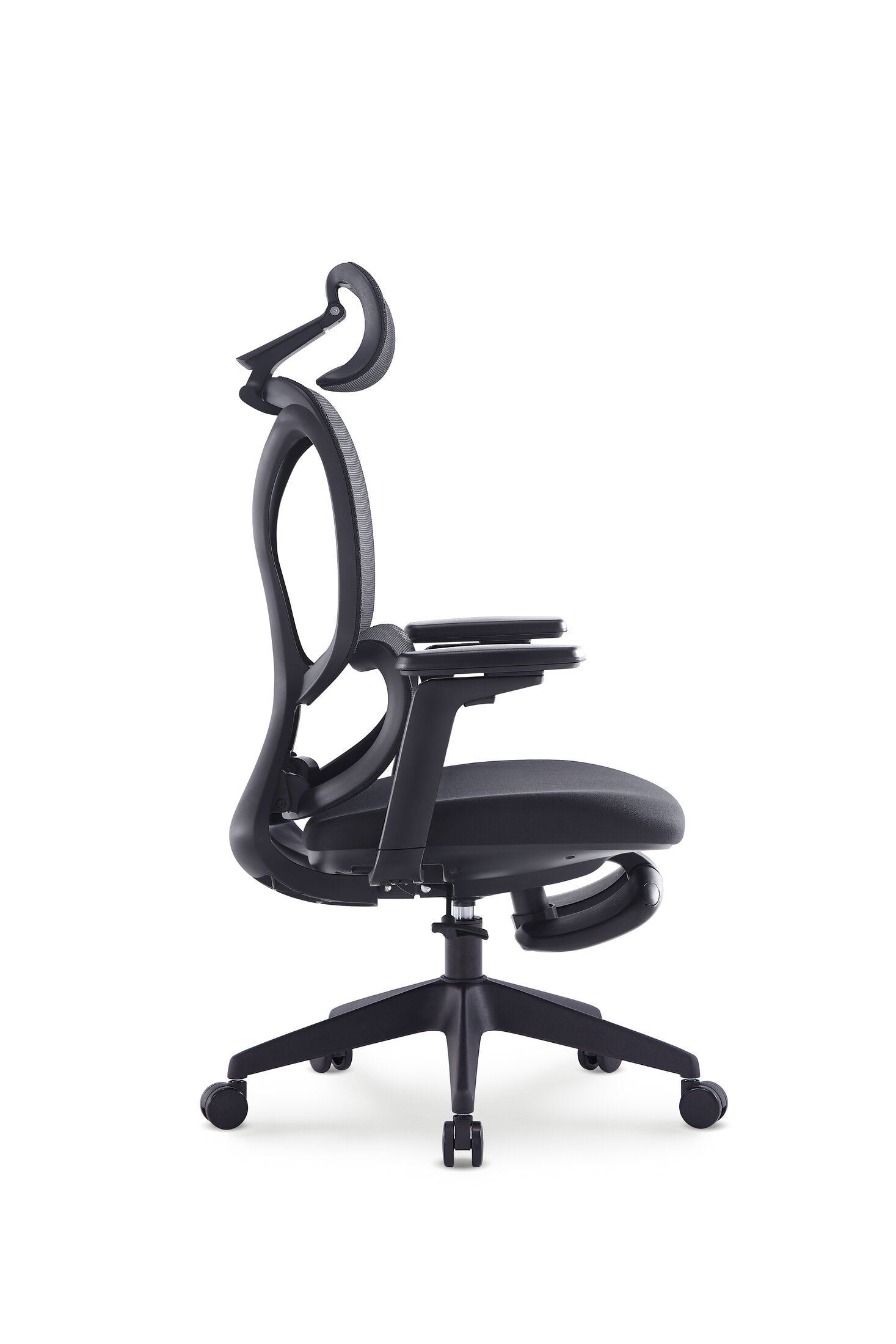 Scaun ergonomic profesional Nova dumonde cu tetiera reglabila 3D, suport lombar mesh, cotiere 3D ultra moi, mecanism multifunctional inclinare/blocare, suport picoare, negru