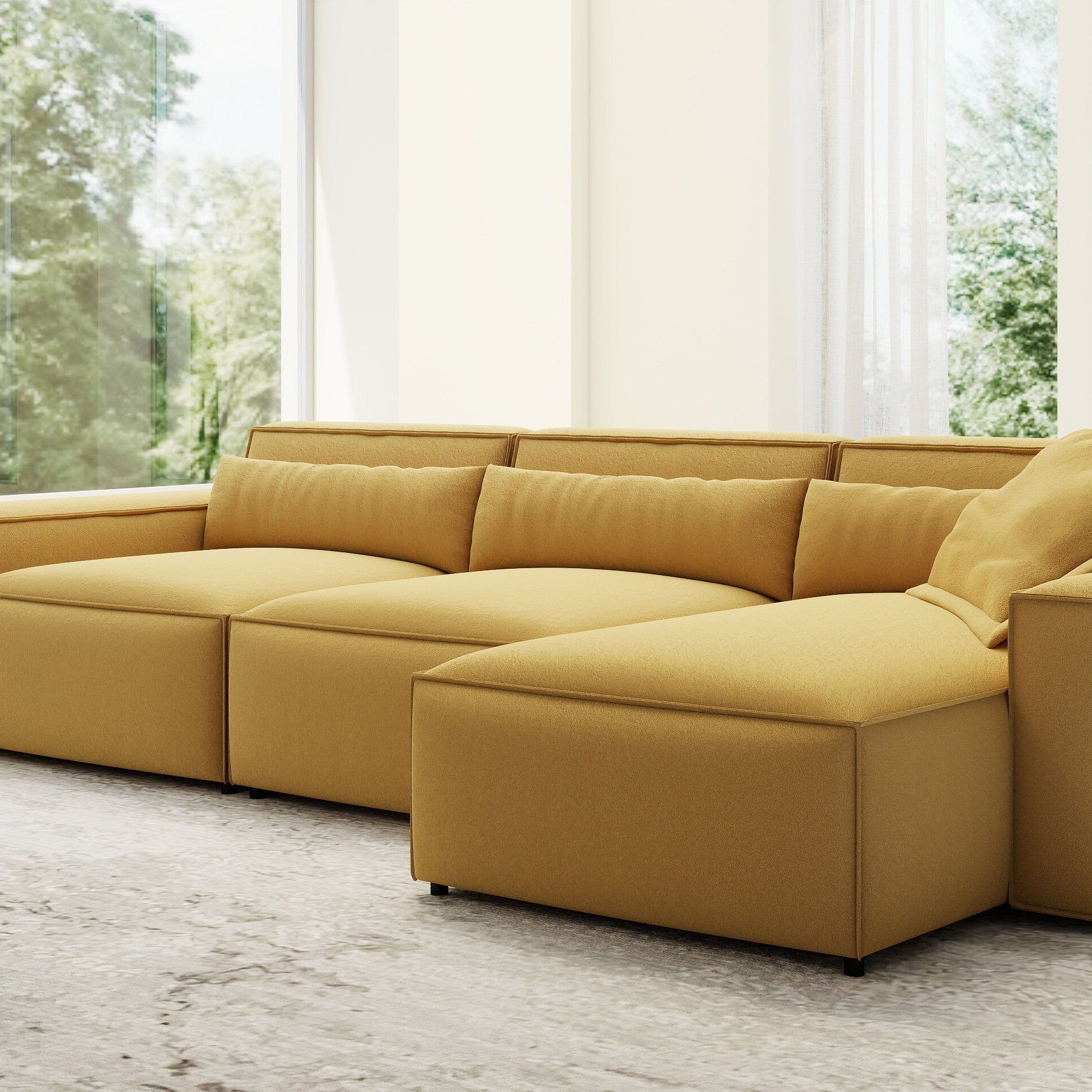 Colțar dumonde cu sezut confortabil din spuma HR, Marvelo XL Royal Mustar 366x175 cm II