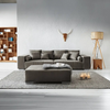 Canapea extensibilă dumonde cu ladă de depozitare si sezut confortabil din spuma high-density, Marbela Enjoy Kaki XXL 295x120 cm cu taburet inclus