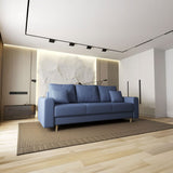 Canapea extensibilă dumonde cu ladă de depozitare si sezut confortabil din spuma HR, Kronos Enjoy Albastru 210x100 cm