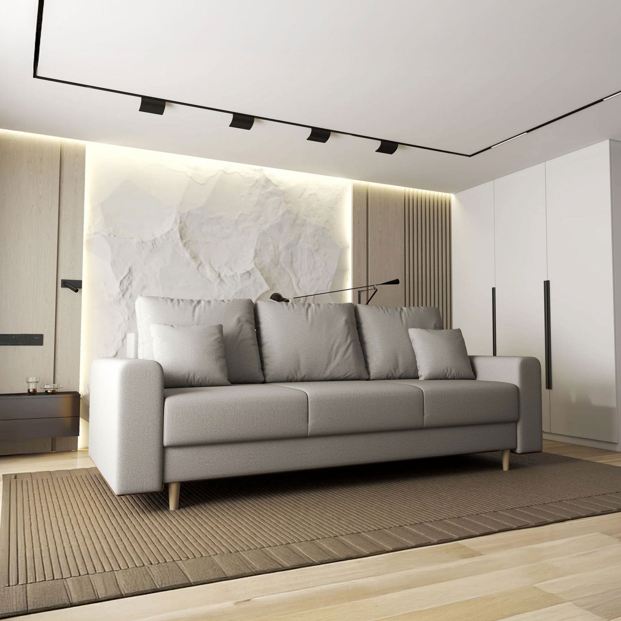 Canapea extensibilă dumonde cu ladă de depozitare si sezut confortabil din spuma HR, Kronos Enjoy Bej 210x100 cm fabrica