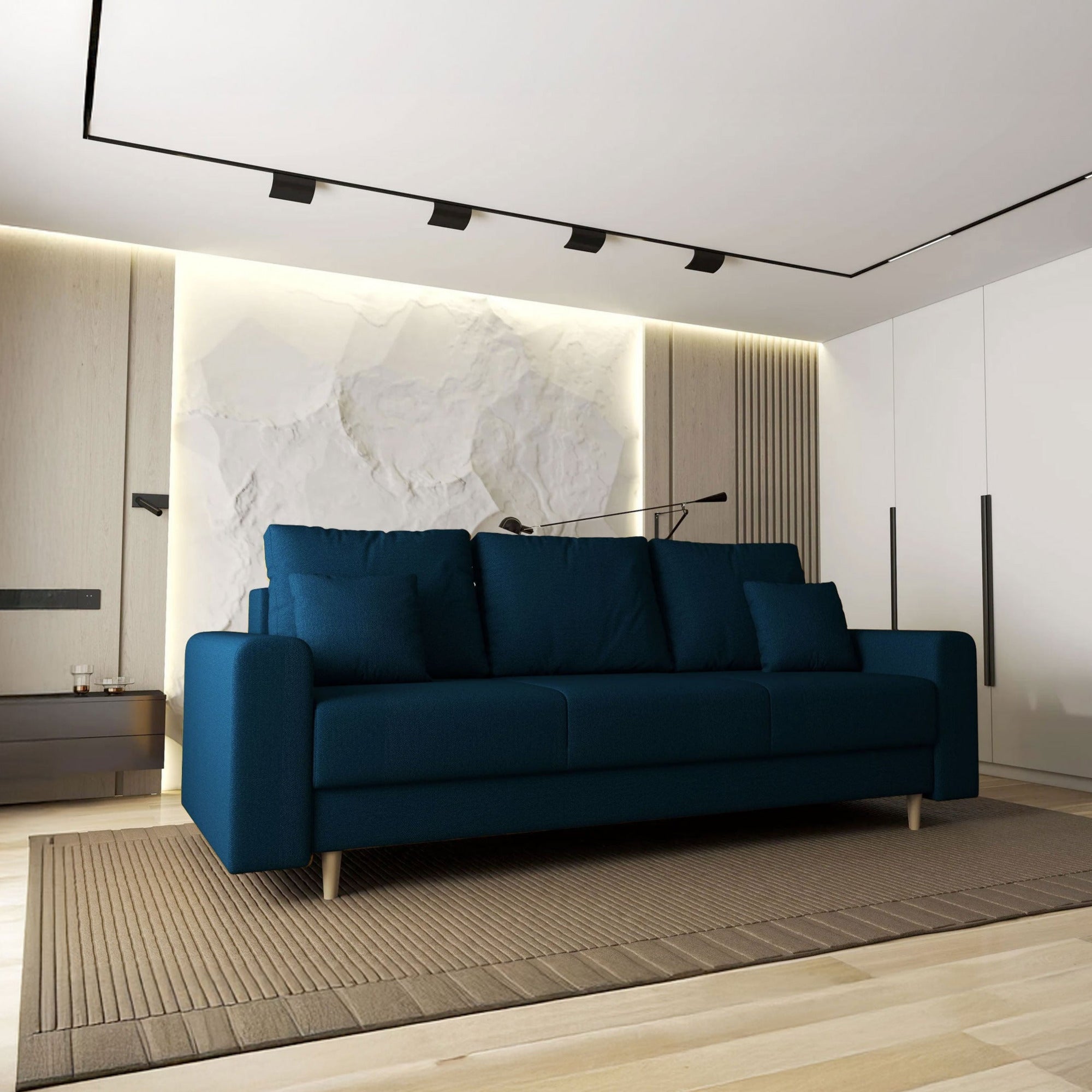Canapea extensibilă dumonde cu ladă de depozitare si sezut confortabil din spuma HR, Kronos Enjoy Verde Petrol 210x100 cm fabrica