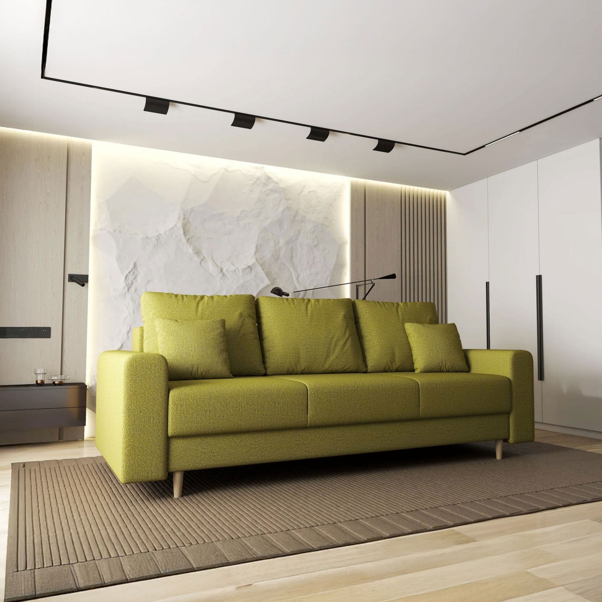 Canapea extensibilă dumonde cu ladă de depozitare si sezut confortabil din spuma HR, Kronos Enjoy Verde 210x100 cm fabrica